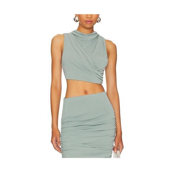 H:Ours 'Inez' Green Polyester Crop Top Size S - Picture 1 of 4
